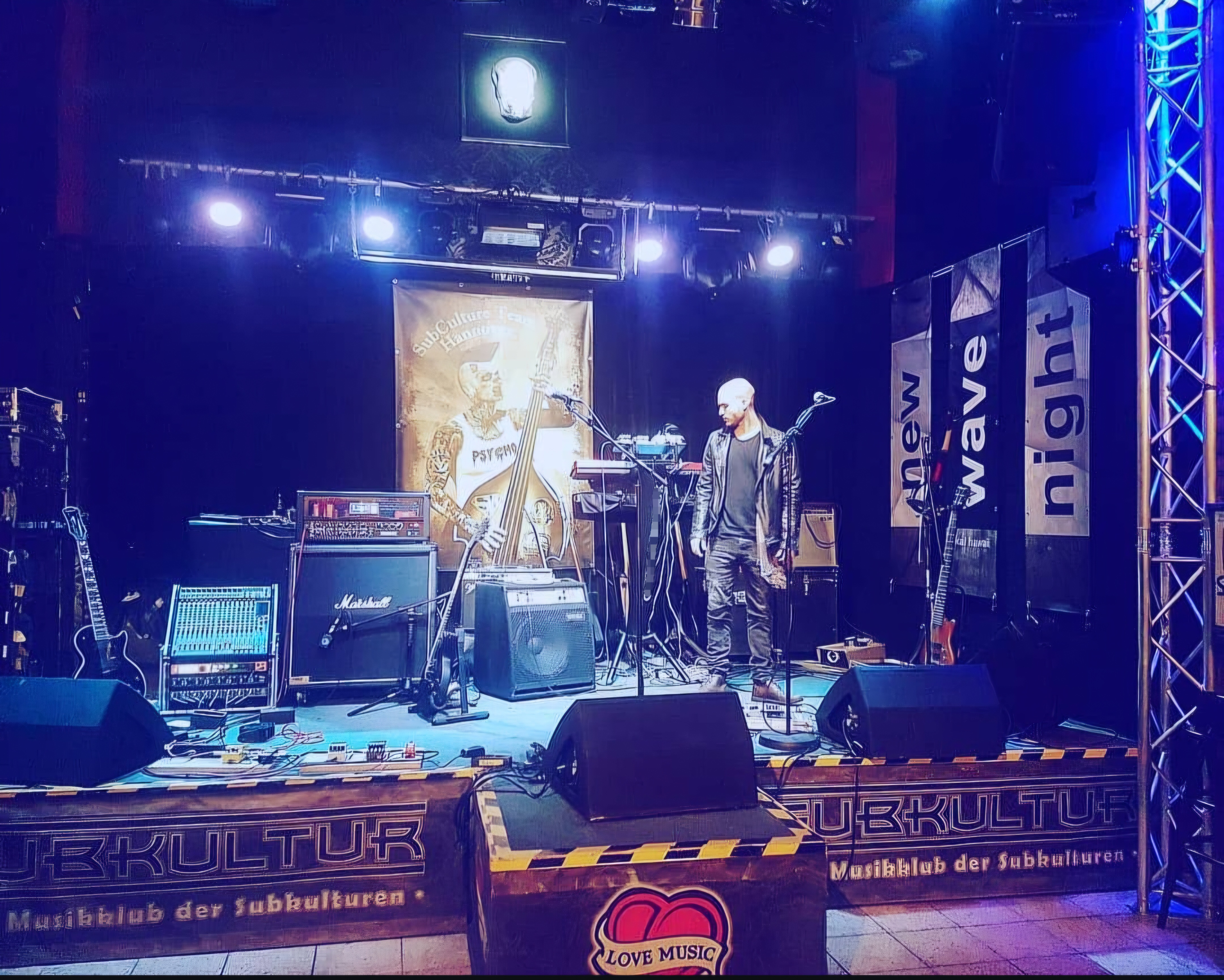 Marius performing live on stage